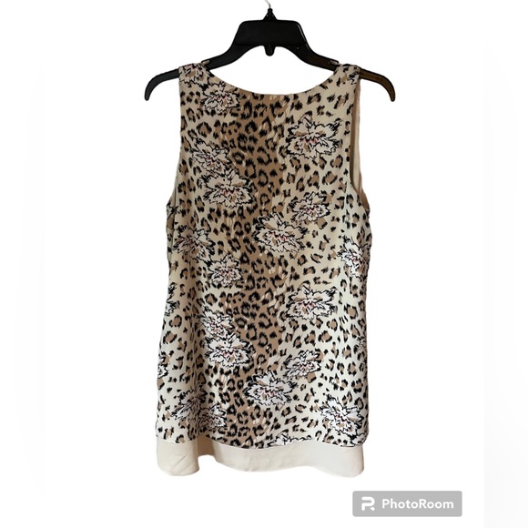 Philosophy Hi Lo Tank Top Leopard Cheetah Floral Sleeveless Tunic Blouse Sz M - Picture 2 of 3